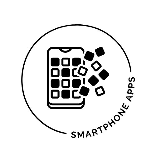 a logo of a cellphone with text that reads "smartphone apps"