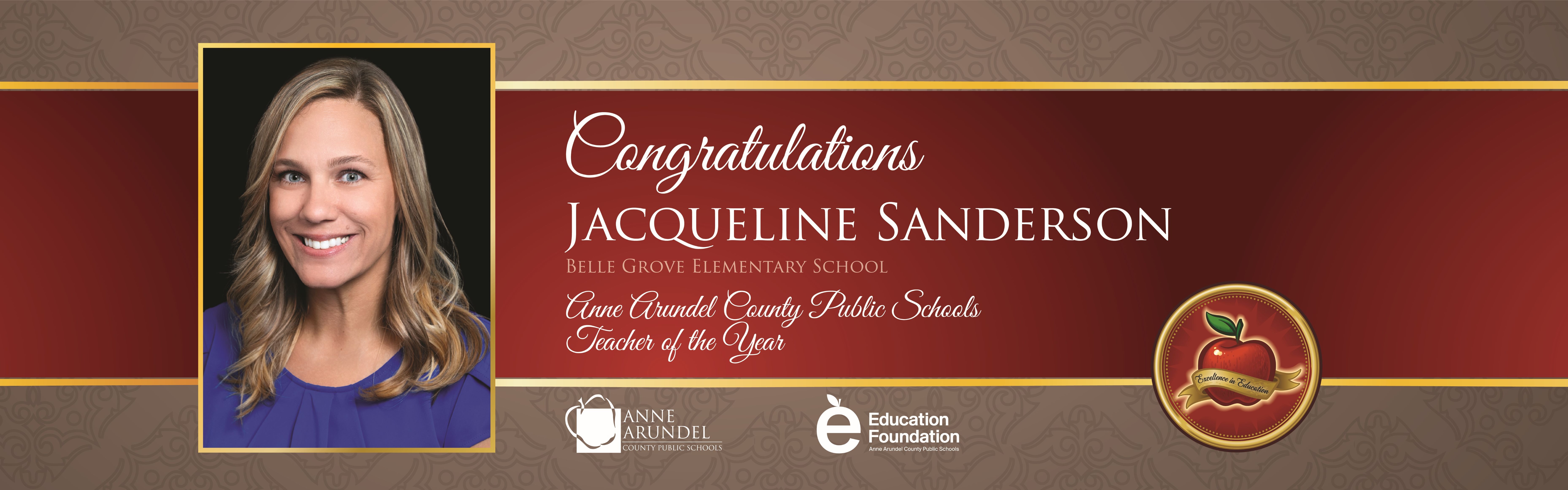 Teacher of the Year Winner Sanderson Congratulations